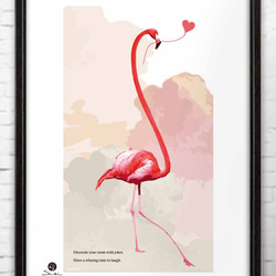 ポスター　A4　アート　seiで検索　プレゼント　結婚祝い　新築祝い　かわいい　フラミンゴ　鳥   c-199 2枚目の画像