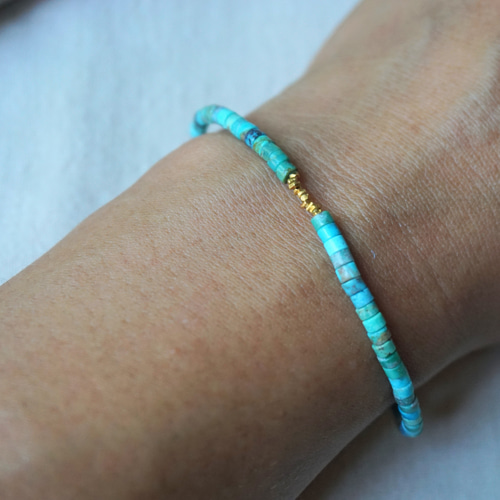 天然ターコイズとカレンシルバーの14kgfブレスレット＃20 ブレスレット