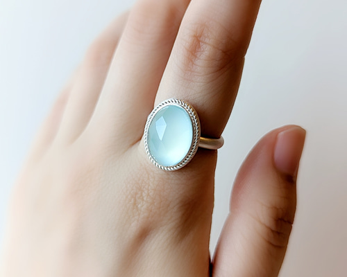 シーブルーカルセドニーリング 天然石 天然石リング アクセサリー