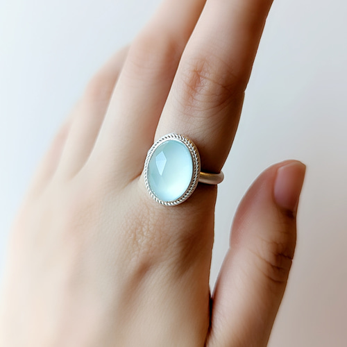 シーブルーカルセドニーリング 天然石 天然石リング アクセサリー
