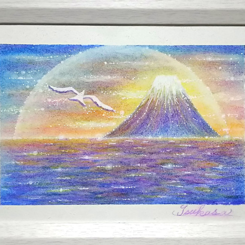 パステル画（原画）朝日。 絵画