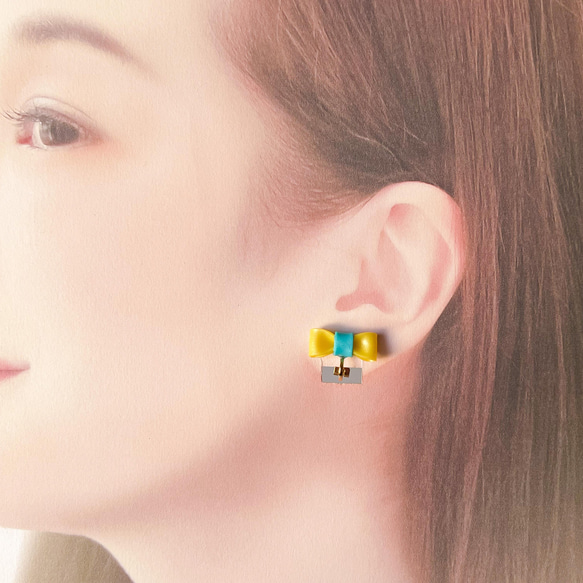 【銷售額的30%捐贈】烏克蘭支持配件藍黃絲帶夾耳環金屬過敏支持 第4張的照片