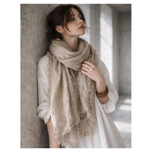 200cm】リネンの経年変化を楽しもう／ベルギーリネンストール