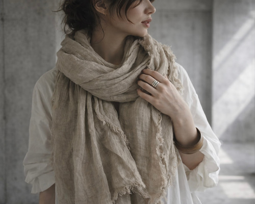 200cm】リネンの経年変化を楽しもう／ベルギーリネンストール