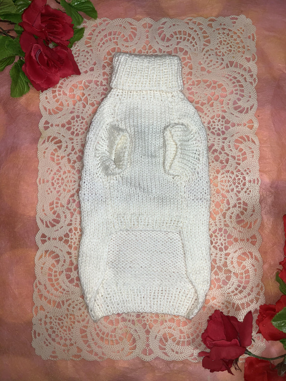 【犬用ニット】アメリカンフラッグ風　ホワイト　2Ｓから2Lまで対応 3枚目の画像