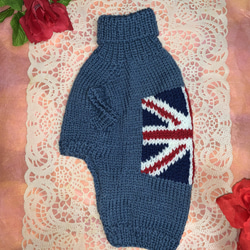 【犬用ニット】ユニオンジャック風　鉄コン　2Ｓから2Lまで対応 2枚目の画像