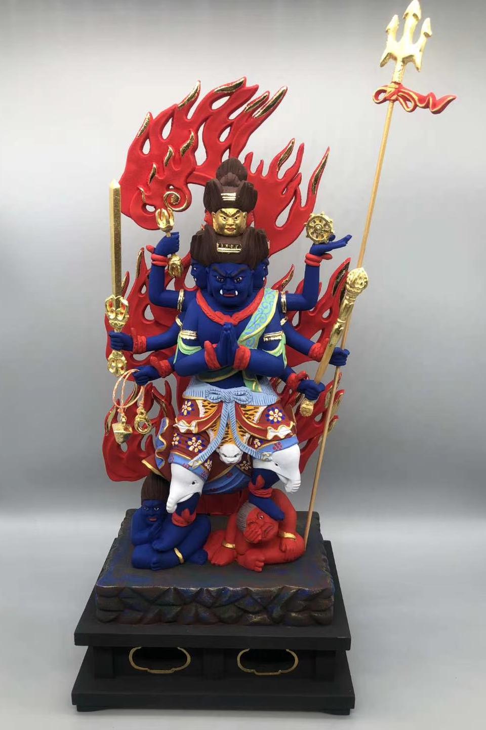 天然木 彩金 彩繪 金箔 精密細工 極上彫 木彫仏像 いたかっ 仏教美術 如意
