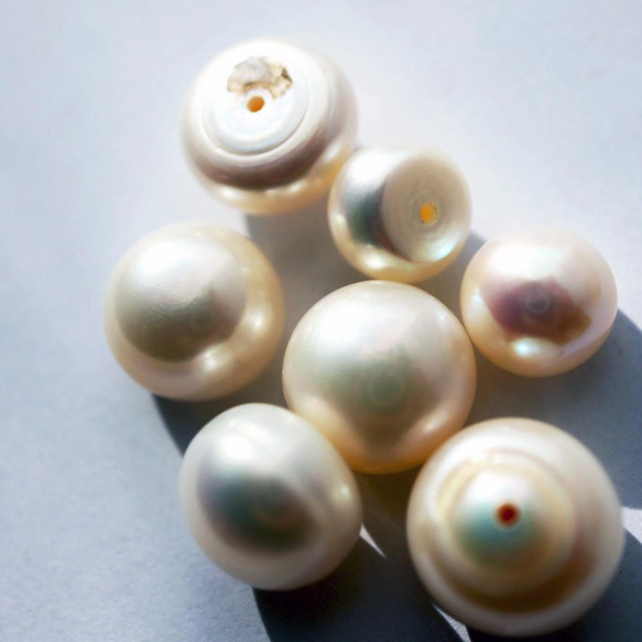 大粒 高品質 AAAA 淡水パール ボタン型 真珠 13~14mm 片穴 ホワイト系 1粒 3枚目の画像
