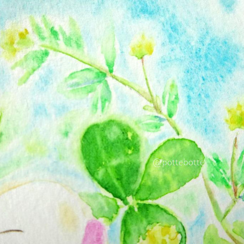 ○milk cocoa　しろつめぐさのかおり　　絵画原画 油絵 絵画 シロツメクサの花畑 絵画 HR 通販 14532443｜Creema