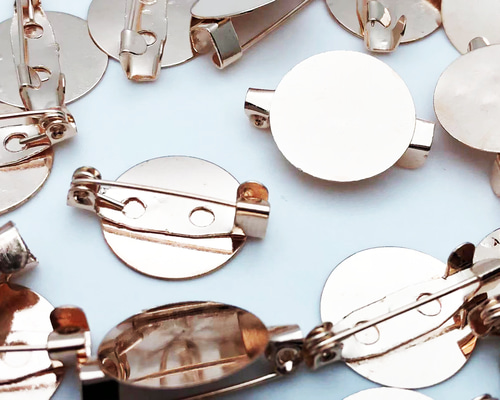 ブローチピン 20mm ゴールド 台座 セット 20個 ブローチ パーツ 手芸