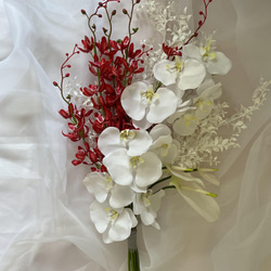 胡蝶蘭とアンスリウムのブーケ、ウェディングブーケ、和装ブーケ