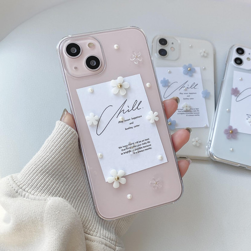 ✿iPhone15対応✿ White mini flower iPhoneケース iPhoneケース