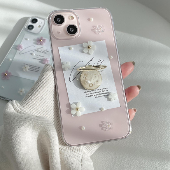 ✿iPhone15対応✿ White mini flower iPhoneケース 4枚目の画像