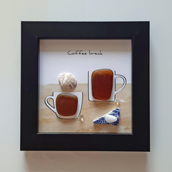 〈コーヒーの時間01〉シーグラスアート 3枚目の画像
