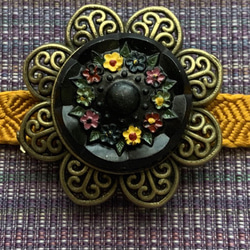 昭和レトロモダンビンテージコレクション帯留め6個(新品未使用) ビンテージ素材のレトロモダンなお花の帯留め「ロンド・ノアール