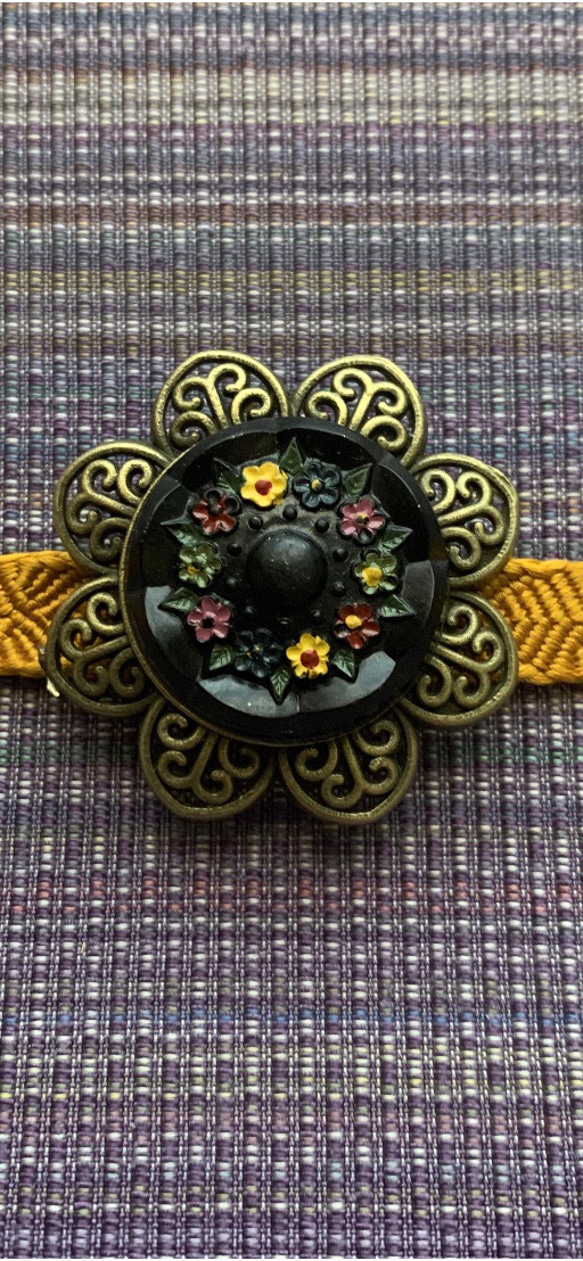 昭和レトロモダンビンテージコレクション帯留め6個(新品未使用) ビンテージ素材のレトロモダンなお花の帯留め「ロンド・ノアール