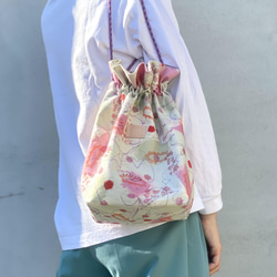 《Creema限定福袋》手染めの帆布巾着バッグと新作ポーチのセット / Flower セット 4枚目の画像