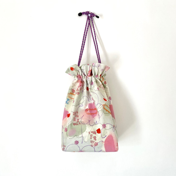 《Creema限定福袋》手染めの帆布巾着バッグと新作ポーチのセット / Flower セット 2枚目の画像