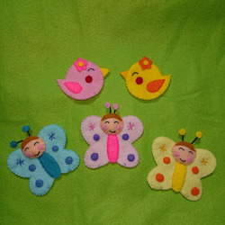 ちょうちょ】&【ピッピとチッチ】指人形セット フエルト おもちゃ