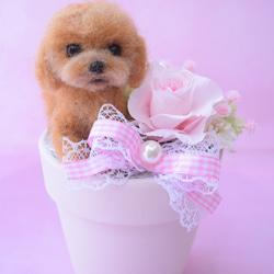 羊毛フェルトのペットフラワー 全犬種（ドール1個と花1輪））完全
