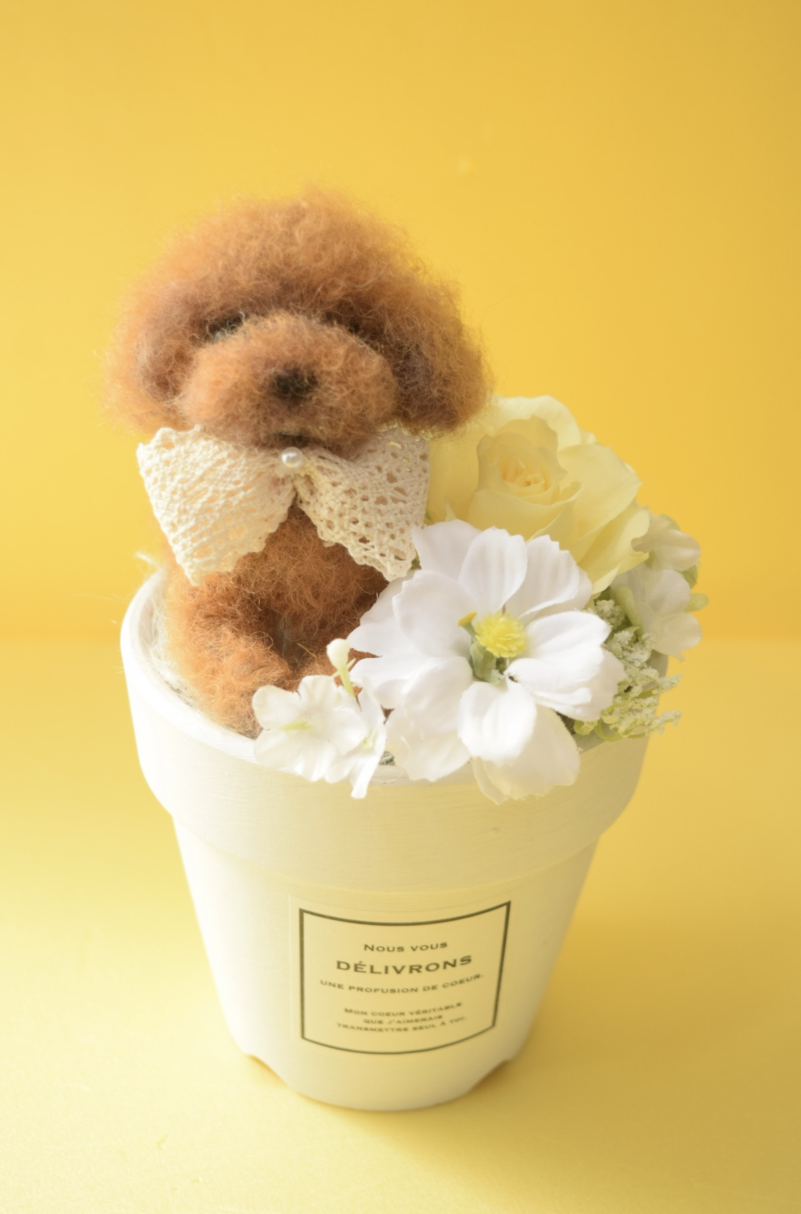 羊毛フェルトのペットフラワー 全犬種（ドール1個と花1輪