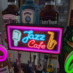 ジャズカフェ ジャズ喫茶 カフェ バー サックス ミニチュア ランプ 看板 置物 雑貨 ライトBOX 電飾看板 電光看板 8枚目の画像
