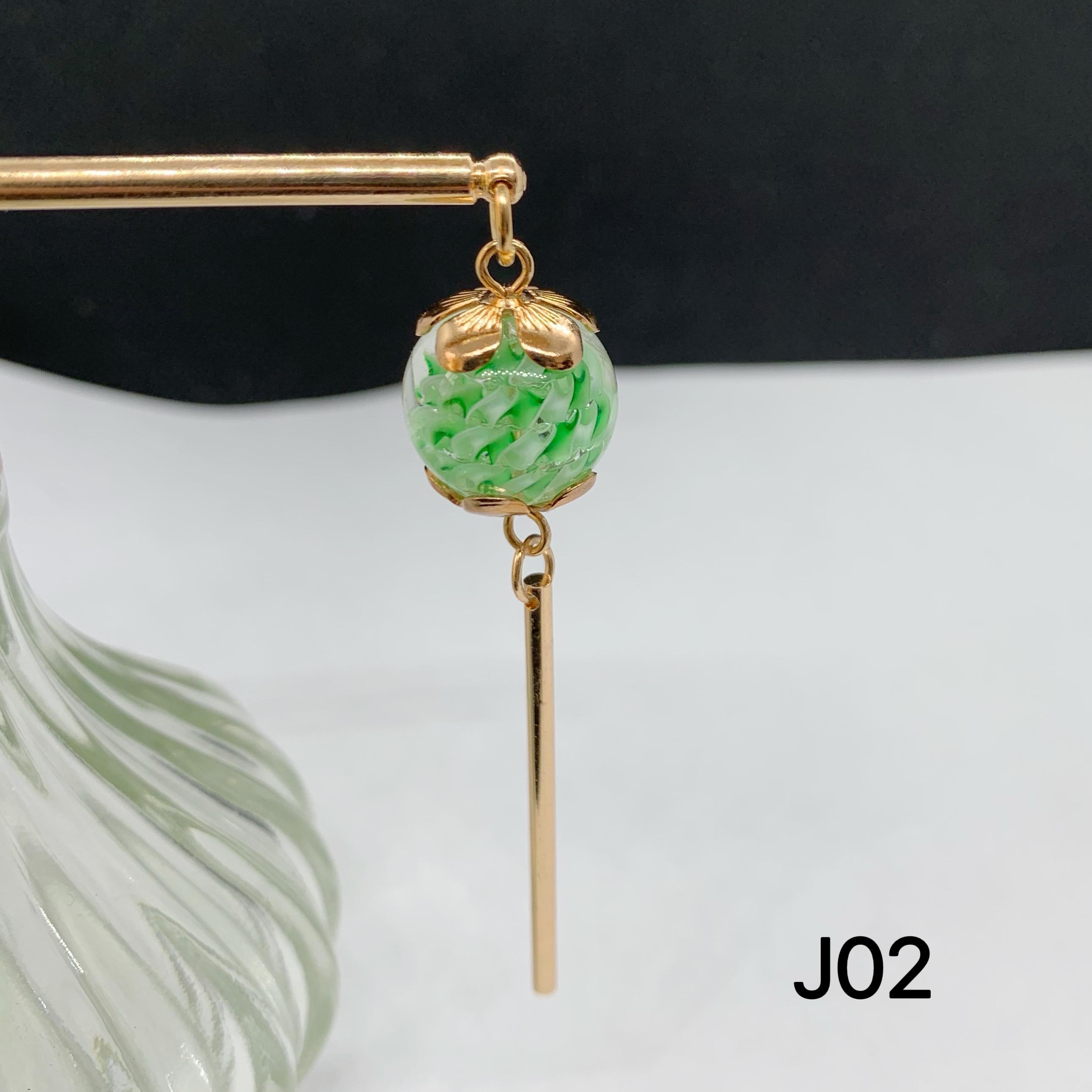 J02 蜻蛉玉簪 緑 トンボ玉かんざし 蜻蛉玉のかんざし シンプル簪