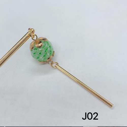 J02 かんざし 蜻蛉玉簪 緑 トンボ玉かんざし 蜻蛉玉のかんざし