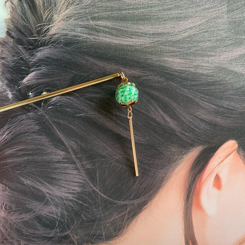 かんざし 透かしヨーヨーとんぼ玉簪-空｜普段使いの簪・ヘアアクセサリー