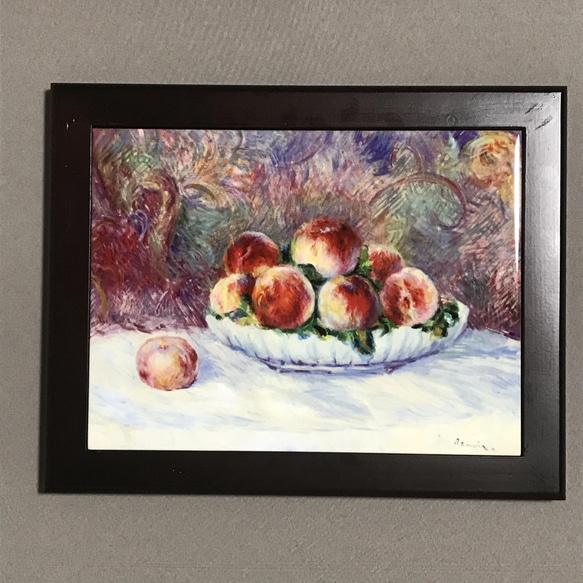 全国どこでも送料無料！ フォトタイル木製フレーム付き 桃 ルノワール 絵画 通販 chaya 絵画