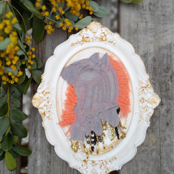 インド刺繍アップリケ(馬・たてがみピンク色・ビーズ刺繍・手刺繍・ハンドメイド素材) 3枚目の画像
