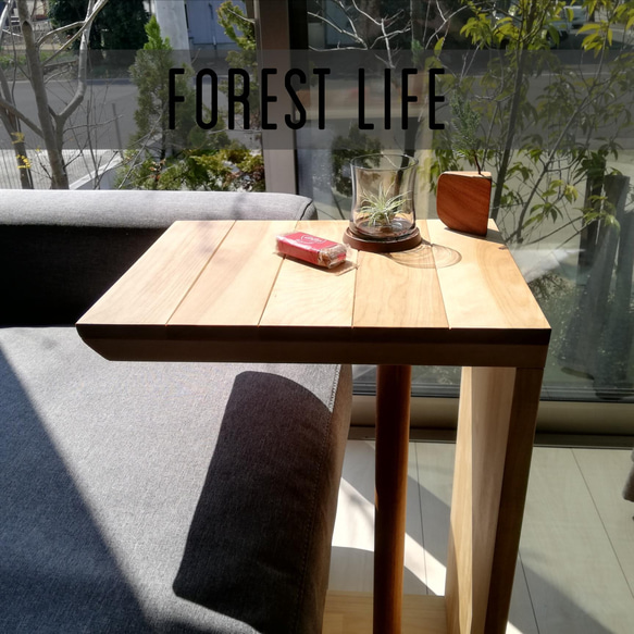 ☆送料無料☆無垢のサイドテーブル　　　　　　　　　　　　　　　　ソファーテーブル　リビングテーブル　カバ桜　ミニテーブル 3枚目の画像