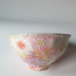 限定母の日ラッピング無料 お茶碗 繊細な絵付けの花柄がいかにも工房
