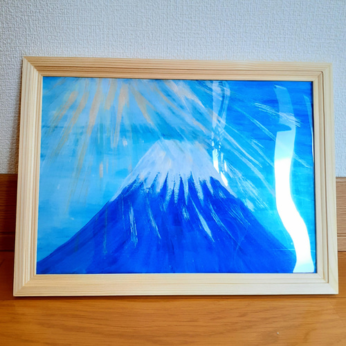 水彩画原画 富士山と江ノ電・七里ガ浜