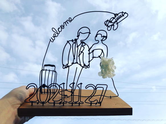 ［オーダーメイド］ウェルカムボード　リングピロー　ウェルカムスペース　結婚祝い　ワイヤークラフト　ワイヤーアート　ギフト 4枚目の画像