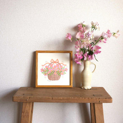 「野バラの花かご」20cm角ポスター（文字入り／なし） 7枚目の画像