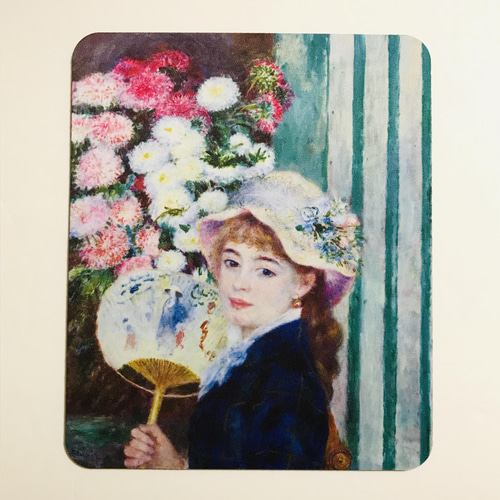 ルノワール 団扇（うちわ）を持つ少女 マウスパッド マウスパッド