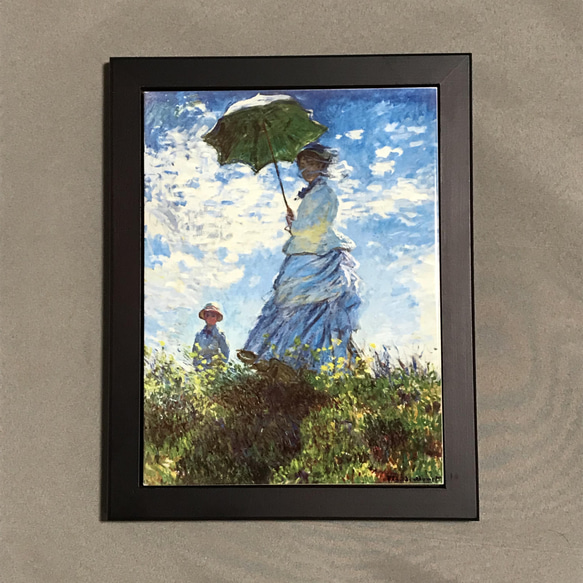 モネ 散歩、日傘をさす女性 フォトタイル木製フレーム付き 1枚目の画像