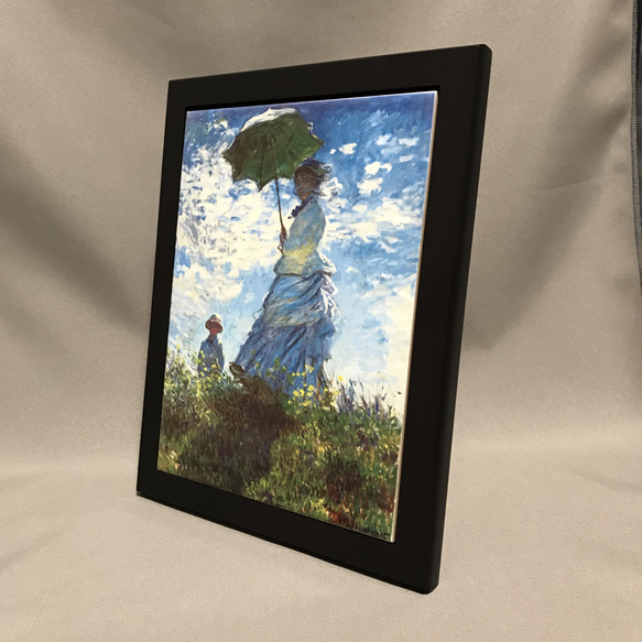 モネ 散歩、日傘をさす女性 フォトタイル木製フレーム付き 2枚目の画像