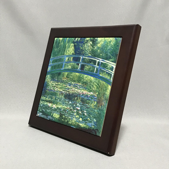 モネ　睡蓮の池　フォトタイル木製フレーム付き 2枚目の画像