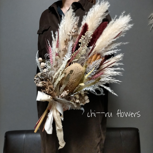 秋色ボタニカルブーケ　ドライフラワー　ウェディング　前撮り　スワッグ　ハロウィン 秋色ボタニカルブーケ ドライフラワー ウェディング 前撮り