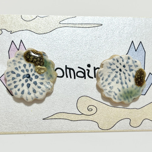 ふわ和ピアス 陶芸 アクセサリー 金彩 和模様 ピアス（スタッド
