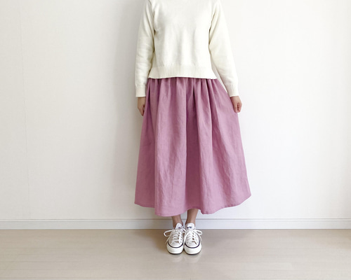 SACRA｜サクラ ｜リネンフレアスカート｜PINK | GOUACHE FUKUOKA