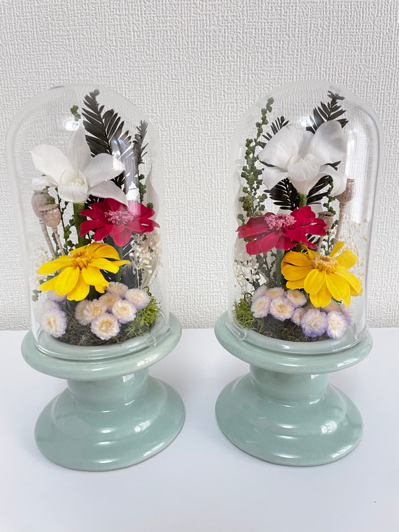 楽天市場】豪華Lサイズ ガラスドーム仏花 ドーム仏花 ホワイト