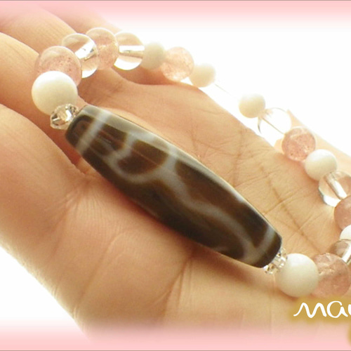 黒瑪瑙天珠水蓮花ネックレス願望達成