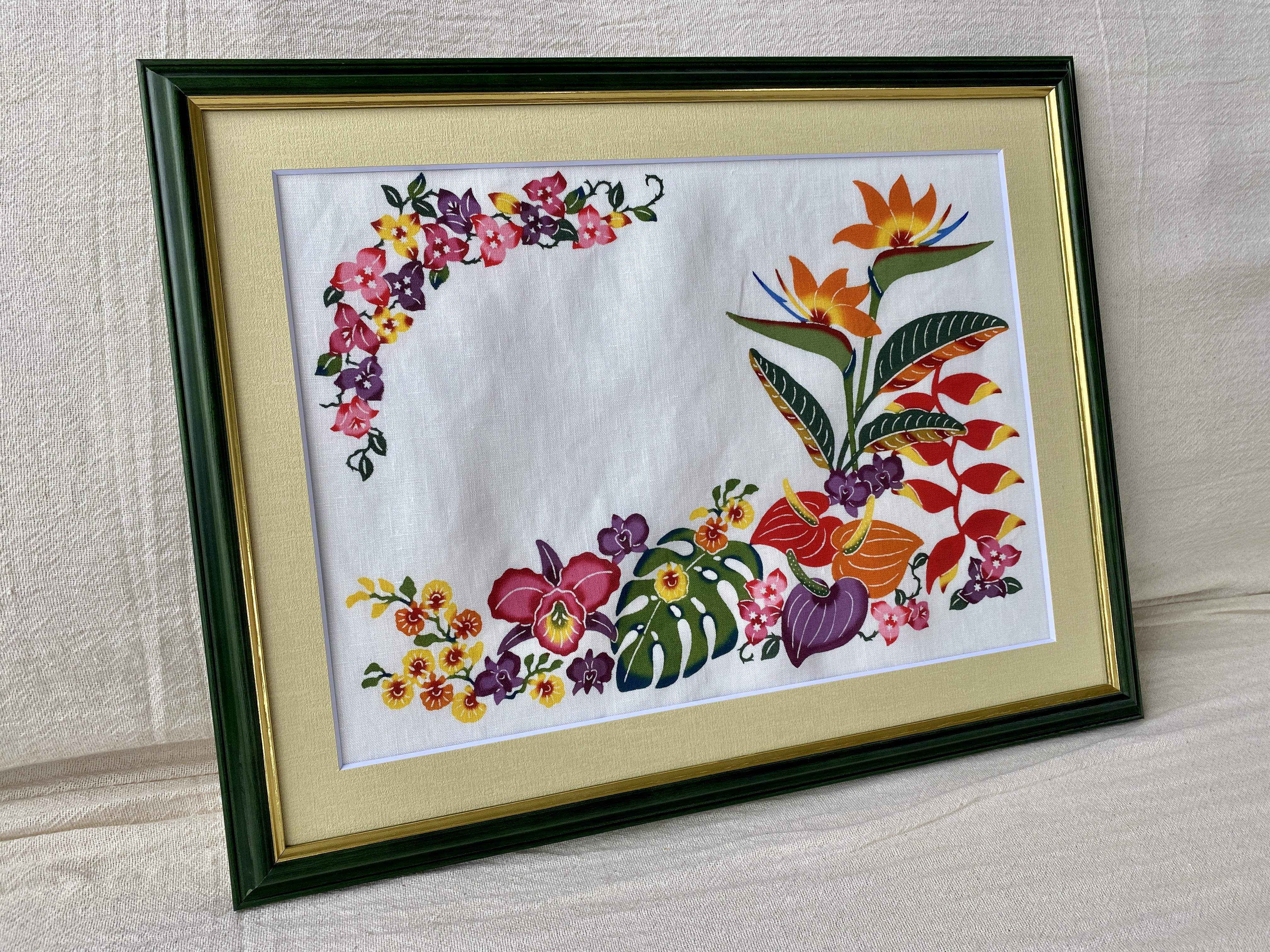 【受注制作】紅型メッセージボード 南国の草花