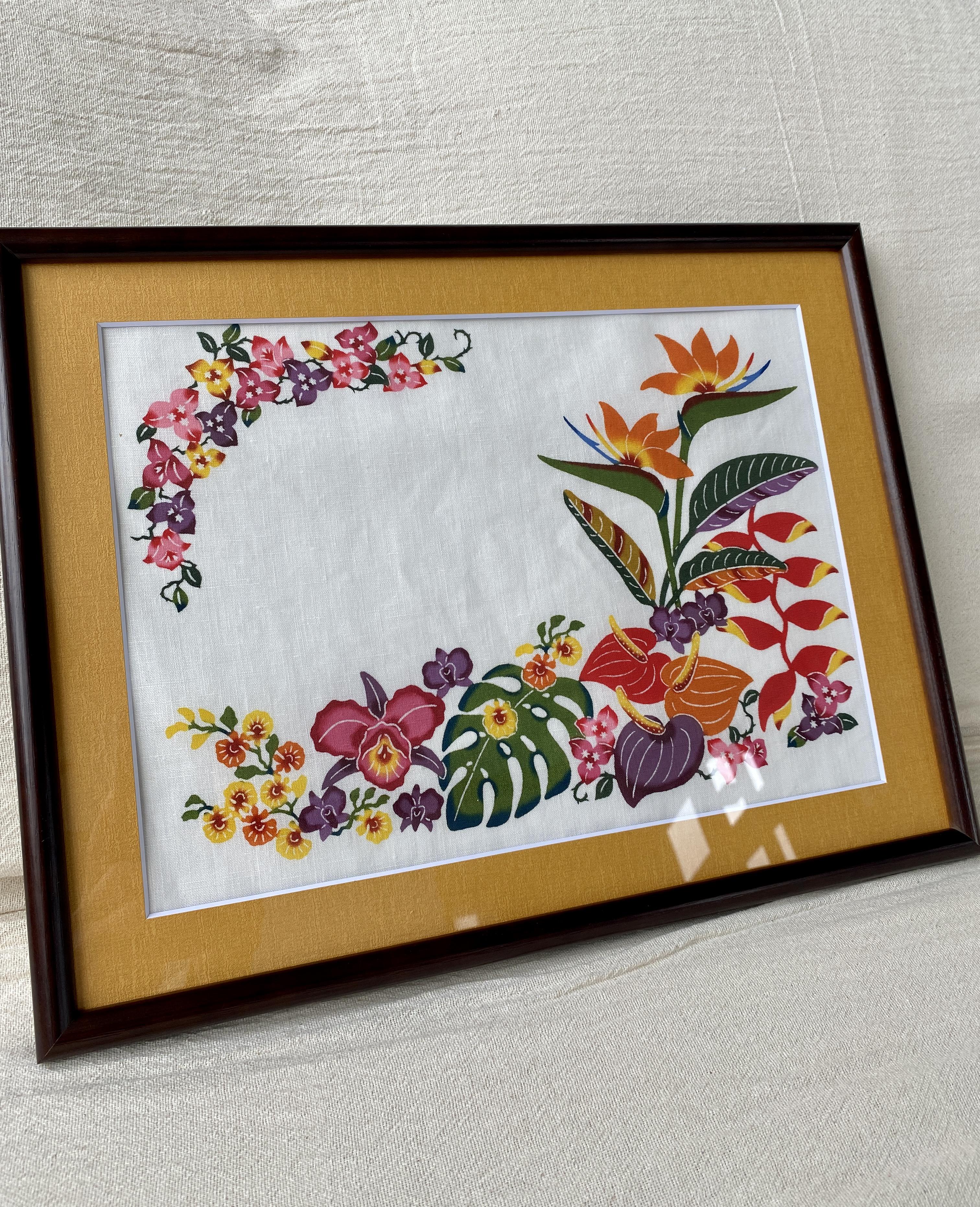 【受注制作】紅型メッセージボード 南国の草花