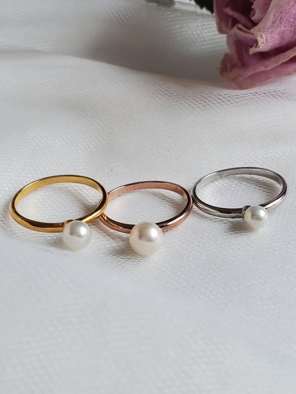 選べる貝パールリング華奢ミニパールリングRS-200 指輪・リング Ring