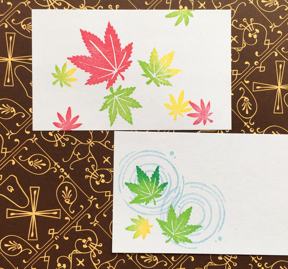 小さめ紅葉の消しゴムはんこ（持ち手付き） 2枚目の画像