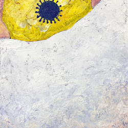 原画 油絵 フラワーギフト アネモネのアート 抽象画  SM/サムホール イエロー×ホワイト×ピンク モダンアート 4枚目の画像